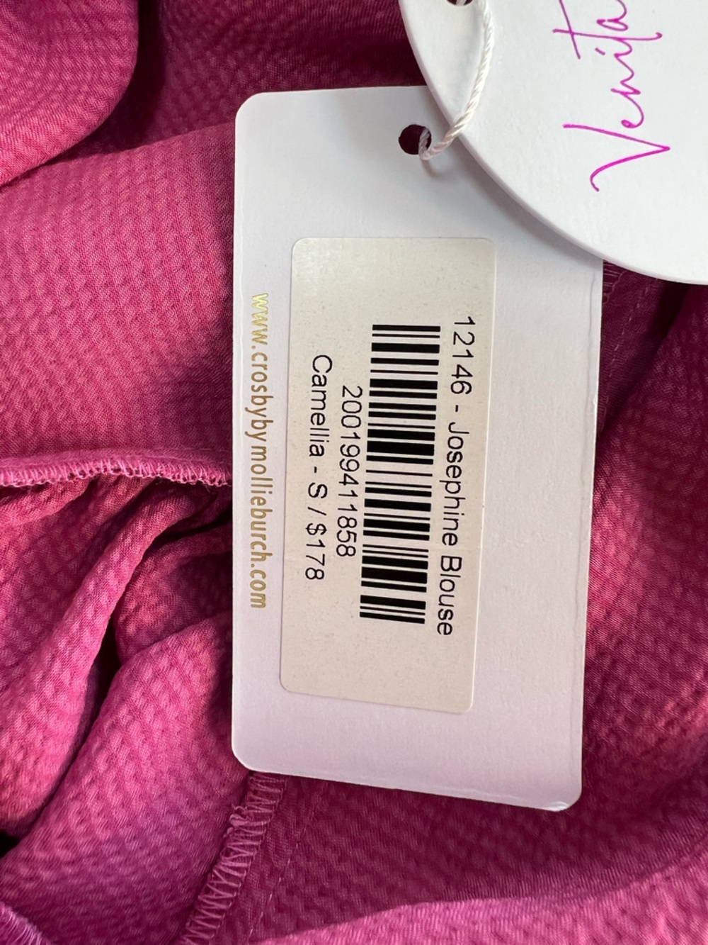 Crosby by Mollie Burch NWT Josephine Bow Long Sleeve Blouse, Camelia Pink, sz S - Picture 9 of 15